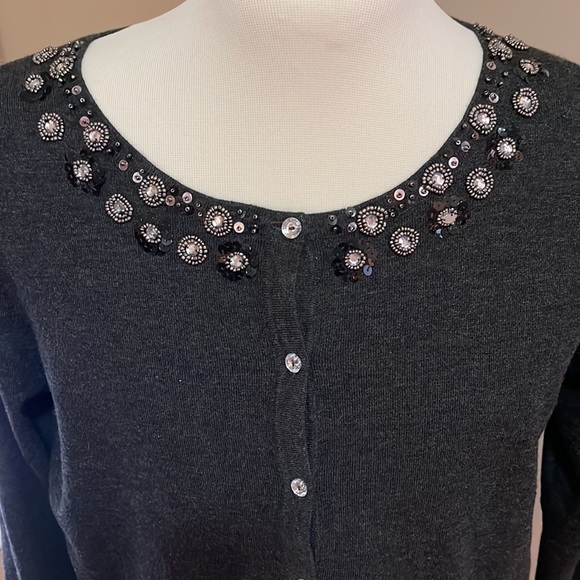 Cable & gauge jewelled cardigan - Picture 2 of 5